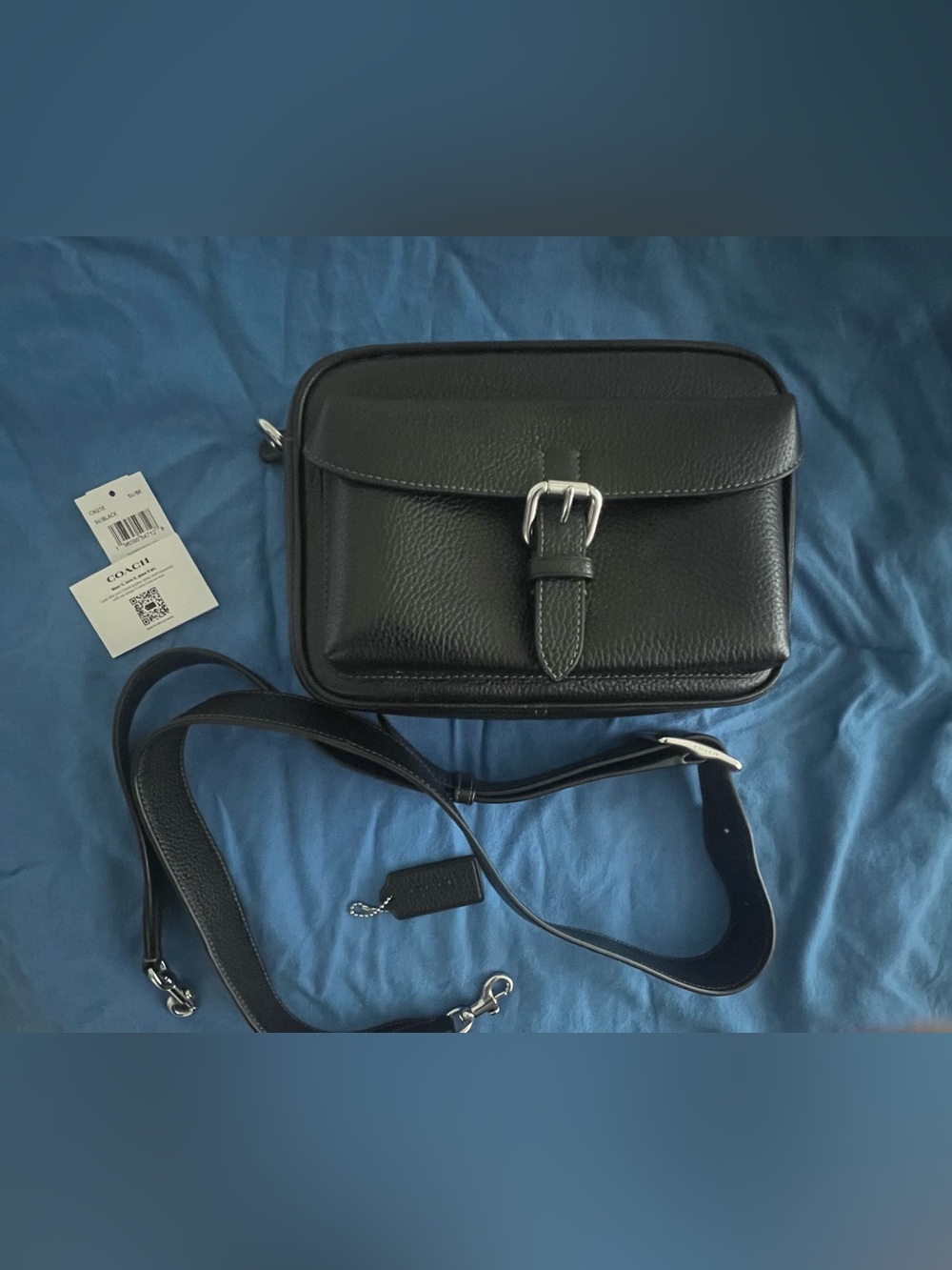 Coach Warner Crossbody CW218 Black Pebble Leather Silver Hardware – Like New
